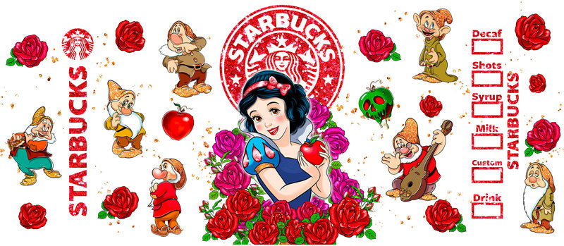 Disney Princess Snow White Starbucks UV DTF Cup Wrap KA-6287
