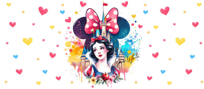Disney Princess Snow White Minnie Hearts UV DTF Glass Wrap KA-6290
