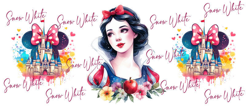 Disney Princess Snow White Pastel Bow UV DTF Glass Wrap KA-6292