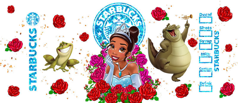 Disney Princess Tiana Starbucks Floral UV DTF Cup Wrap KA-6299