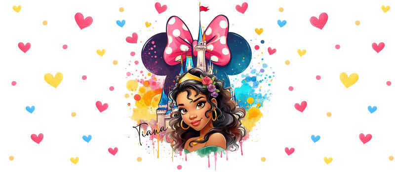 Disney Princess Minnie Pastel Hearts UV DTF Glass Wrap KA-6302