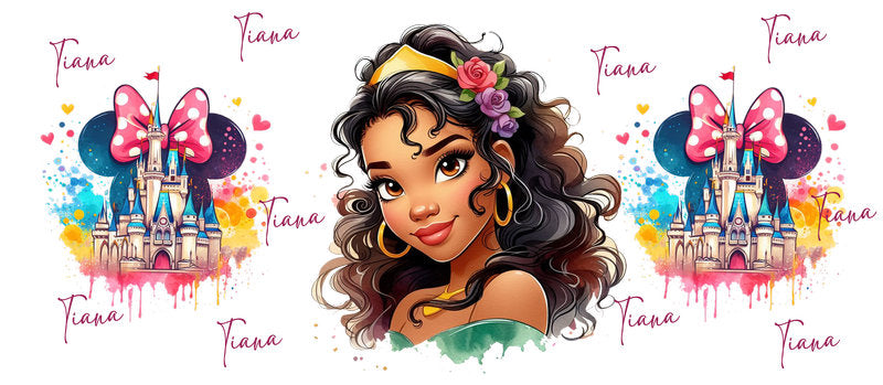 Disney Princess Moana Floral Portrait UV DTF Cup Wrap KA-6303