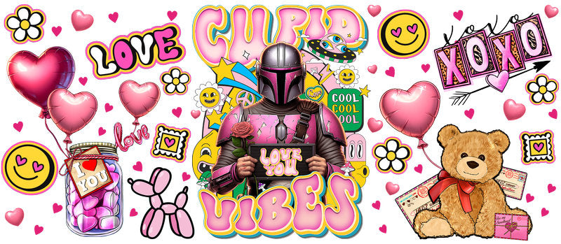 Star Wars Mandalorian Valentine UV DTF Cup Wrap for 16oz Libbey Glass KA-6317