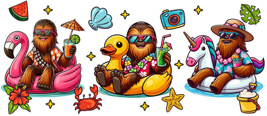 Star Wars Chewbacca Summer Float UV DTF Cup Wrap for 16oz Libbey Glass KA-6323