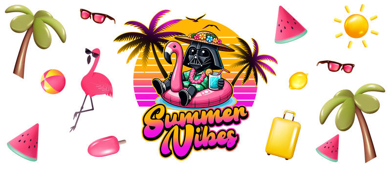 Star Wars Boba Fett Summer Vibes UV DTF Cup Wrap for 16oz Libbey Glass KA-6330