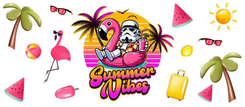 Star Wars Darth Vader Tropical Summer UV DTF Cup Wrap for 16oz Libbey Glass KA-6337