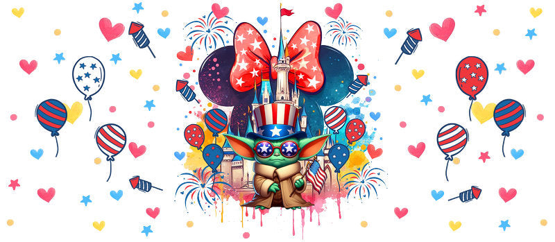 Star Wars Minnie Patriotic 4th of July UV DTF Cup Wrap for 16oz Libbey Glass KA-6343