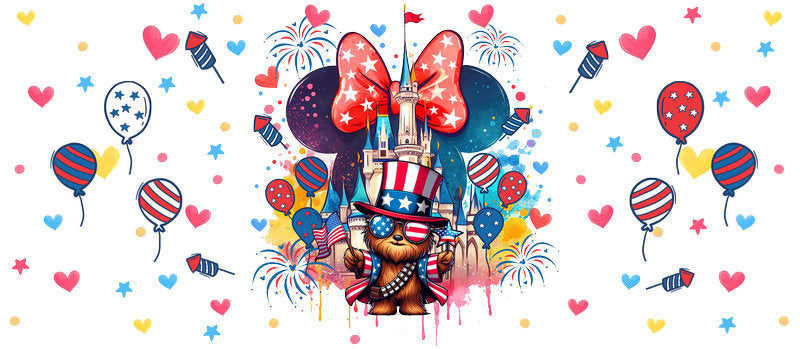 Star Wars Minnie USA Hearts 4th of July UV DTF Cup Wrap for 16oz Libbey Glass KA-6345