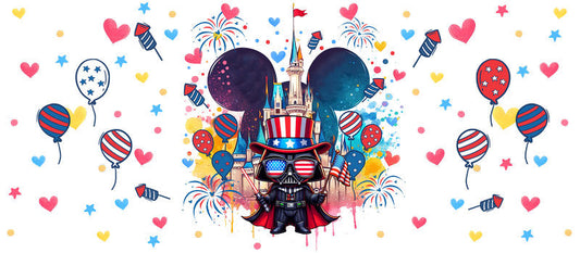 Star Wars Patriotic Mickey Bow UV DTF Cup Wrap for 16oz Libbey Glass KA-6346