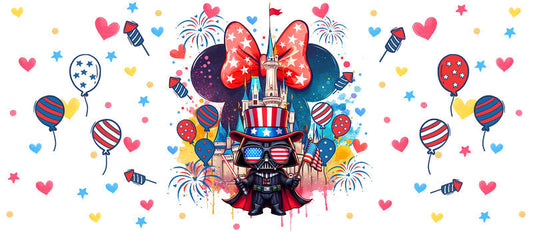 Star Wars Minnie Fireworks 4th of July UV DTF Cup Wrap for 16oz Libbey Glass KA-6347