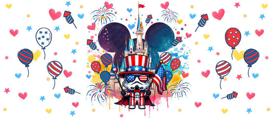 Star Wars Patriotic Mickey Hearts UV DTF Cup Wrap for 16oz Libbey Glass KA-6350