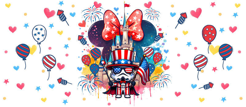 Star Wars Minnie Patriotic Bow UV DTF Cup Wrap for 16oz Libbey Glass KA-6351