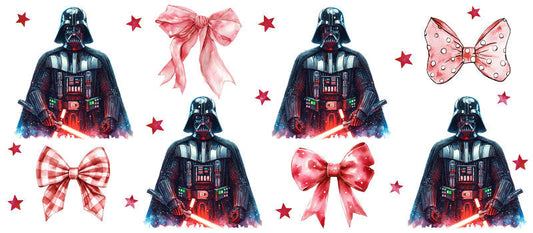 Star Wars Darth Vader Pink Bows UV DTF Cup Wrap for 16oz Libbey Glass KA-6356