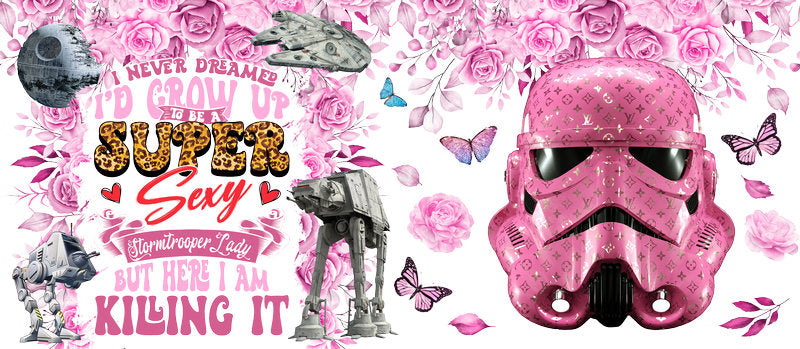 Star Wars Pink Stormtrooper Girl Boss UV DTF Cup Wrap for 16oz Libbey Glass KA-6370
