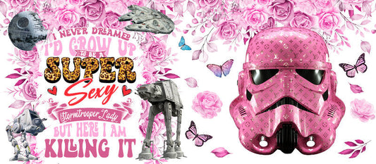 Star Wars Pink Stormtrooper Girl Boss UV DTF Cup Wrap for 16oz Libbey Glass KA-6370