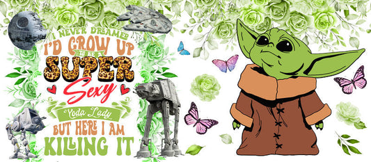 Star Wars Baby Yoda Girl Boss UV DTF Cup Wrap for 16oz Libbey Glass KA-6374