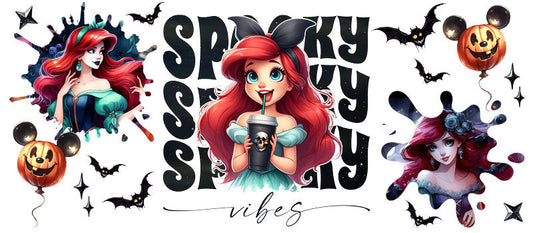 Disney Ariel Villains Spooky Season Halloween UV DTF Cup Wrap for 16oz Libbey Glass KA-6378