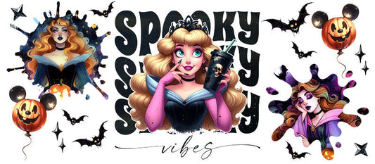 Disney Rapunzel Spooky Season Halloween UV DTF Cup Wrap for 16oz Libbey Glass KA-6379