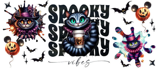 Disney Cheshire Cat Spooky Season Halloween UV DTF Cup Wrap for 16oz Libbey Glass KA-6385