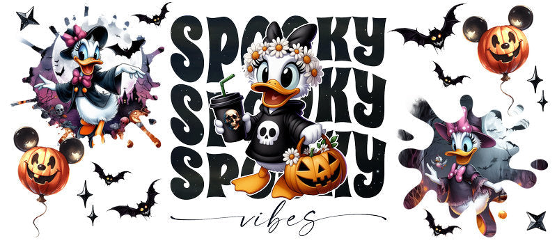 Disney Donald Duck Spooky Season Halloween UV DTF Cup Wrap for 16oz Libbey Glass KA-6390