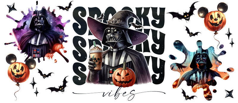 Disney Darth Vader Spooky Season Halloween UV DTF Cup Wrap for 16oz Libbey Glass KA-6391