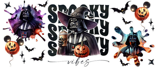 Disney Darth Vader Spooky Season Halloween UV DTF Cup Wrap for 16oz Libbey Glass KA-6391