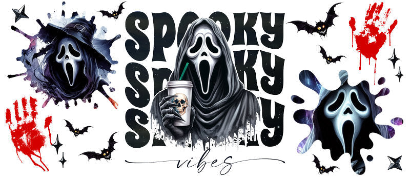 Disney Ghostface Scream Halloween UV DTF Cup Wrap for 16oz Libbey Glass KA-6398