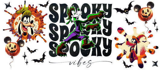 Disney Goofy Spooky Season Halloween UV DTF Cup Wrap for 16oz Libbey Glass KA-6399