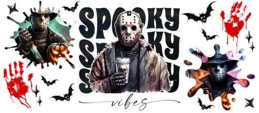 Disney Jason Voorhees Horror Halloween UV DTF Cup Wrap for 16oz Libbey Glass KA-6404