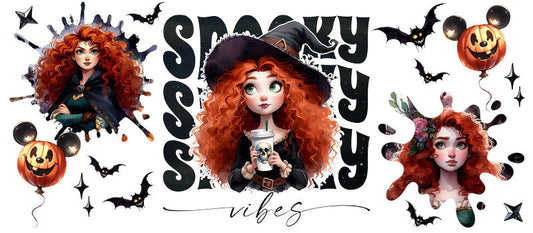 Disney Merida Brave Spooky Season Halloween UV DTF Cup Wrap for 16oz Libbey Glass KA-6406