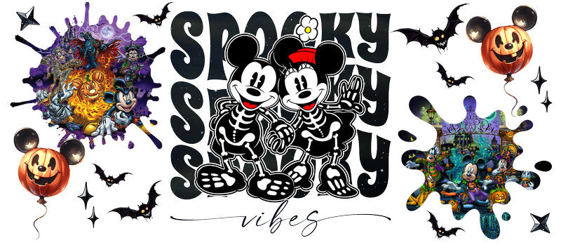 Disney Mickey Mouse Spooky Season Halloween UV DTF Cup Wrap for 16oz Libbey Glass KA-6408