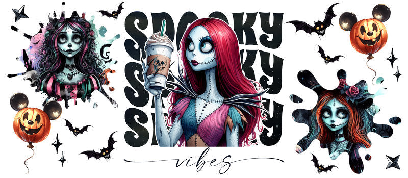 Disney Sally Nightmare Before Christmas Halloween UV DTF Cup Wrap for 16oz Libbey Glass KA-6422