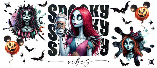 Disney Sally Nightmare Before Christmas Halloween UV DTF Cup Wrap for 16oz Libbey Glass KA-6422