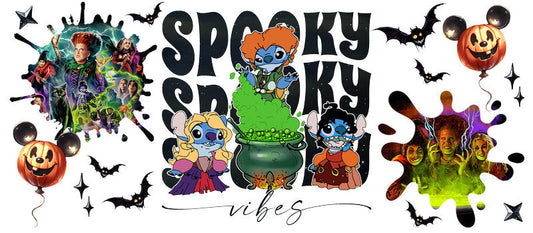 Disney Stitch Halloween Spooky Season UV DTF Cup Wrap for 16oz Libbey Glass KA-6423