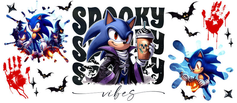 Disney Sonic Halloween Spooky Season UV DTF Cup Wrap for 16oz Libbey Glass KA-6426