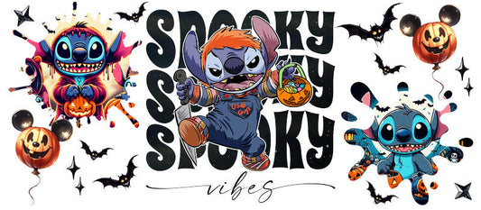 Disney Stitch Spooky Season Halloween UV DTF Cup Wrap for 16oz Libbey Glass KA-6428