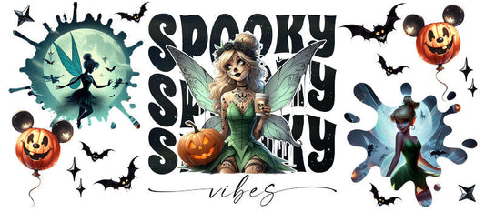 Disney Tinker Bell Halloween Spooky Season UV DTF Cup Wrap for 16oz Libbey Glass KA-6437
