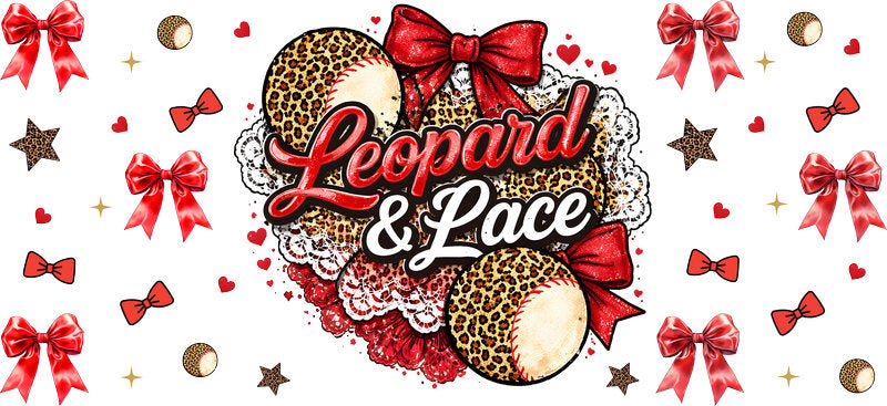 Leopard Lace Baseball Mama UV DTF Cup Wrap for 16oz Libbey Glass KA-6441