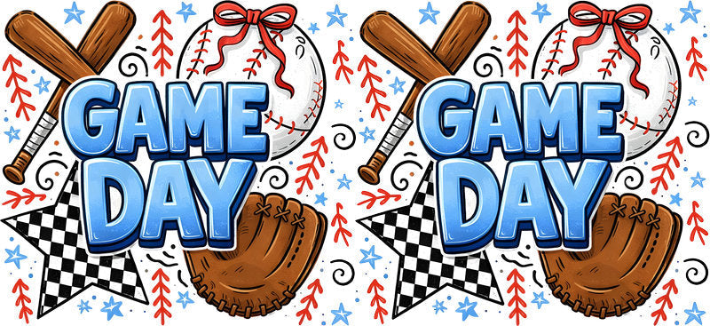 Baseball Game Day UV DTF Cup Wrap for 16oz Libbey Glass KA-6445