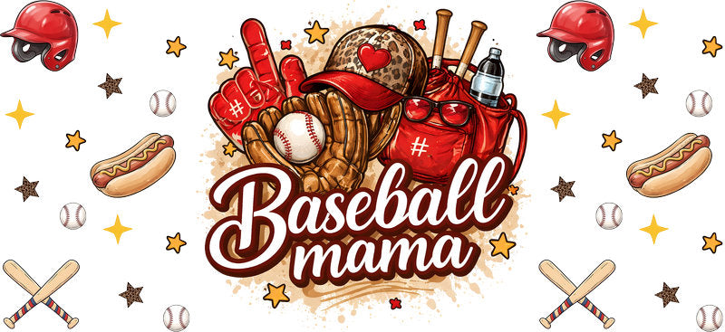 Baseball Mama Spirit UV DTF Cup Wrap for 16oz Libbey Glass KA-6447