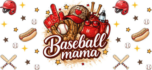 Baseball Mama Spirit UV DTF Cup Wrap for 16oz Libbey Glass KA-6447