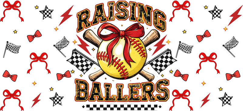 Raising Ballers Baseball UV DTF Cup Wrap for 16oz Libbey Glass KA-6450