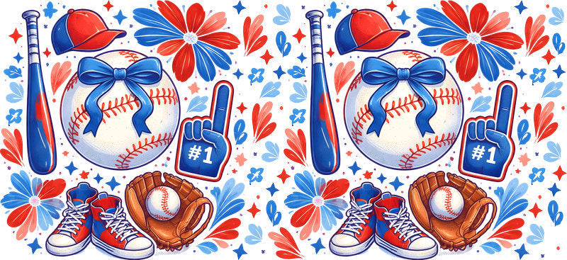 Patriotic Baseball UV DTF Cup Wrap for 16oz Libbey Glass Tumbler KA-6453