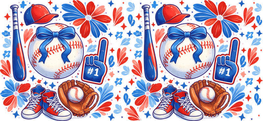 Patriotic Baseball UV DTF Cup Wrap for 16oz Libbey Glass Tumbler KA-6453