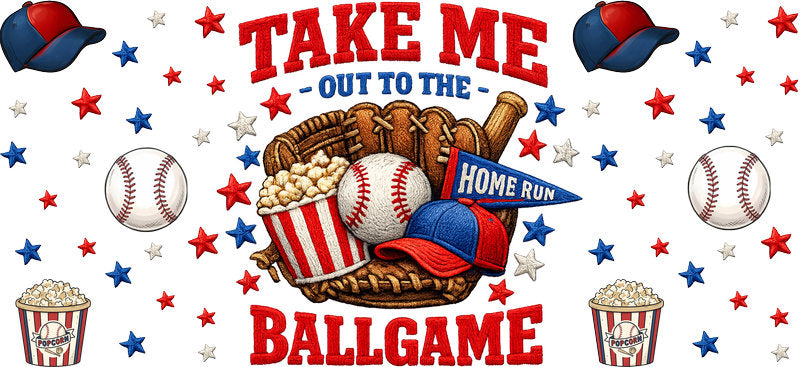 Take Me Out To The Ballgame UV DTF Cup Wrap for 16oz Libbey Glass KA-6457