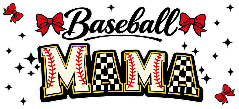 Baseball Mama Checker UV DTF Cup Wrap for 16oz Libbey Glass Tumbler KA-6459