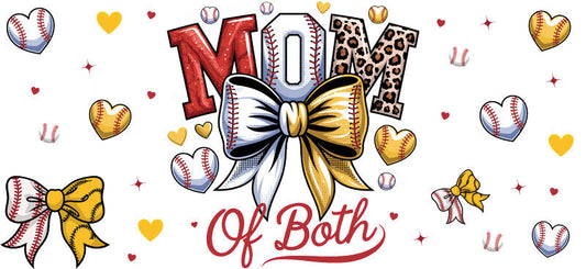 Mom Of Both Bow UV DTF Cup Wrap for 16oz Libbey Glass KA-6463