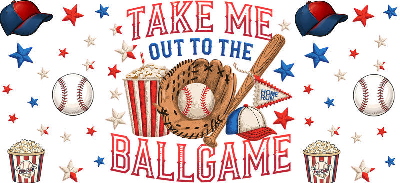 Pink Take Me Out To The Ballgame UV DTF Cup Wrap KA-6464