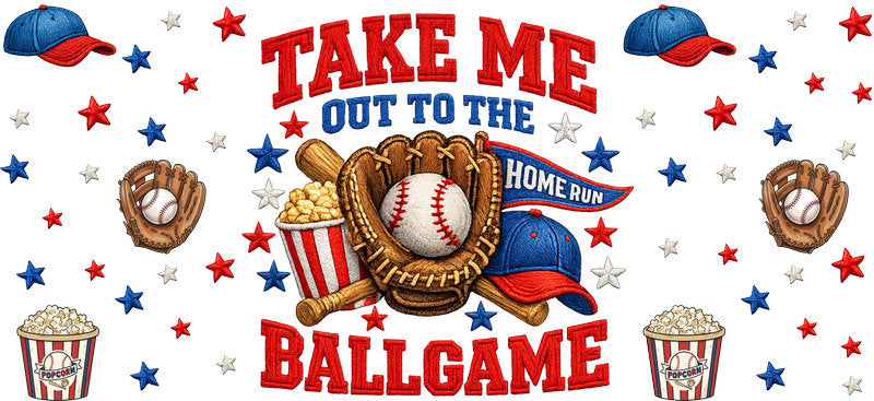 Take Me Out Ballgame Bow UV DTF Cup Wrap for Libbey Glass KA-6465