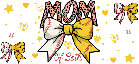 Mom Of Both Yellow Bow UV DTF Cup Wrap for 16oz Libbey KA-6466